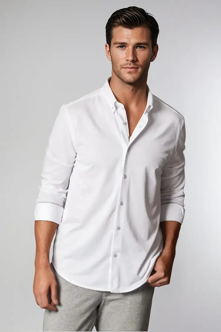 Yugnik Men Solid Casual White Shirt